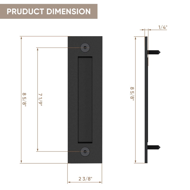 JUBEST 8-3/5'' Sliding Barn Door Handle Modern Simple Finger Flush Pull Handle for Gates Garages Sliding Doors Cabinets Closet and Drawers,Flat Black - Image 5